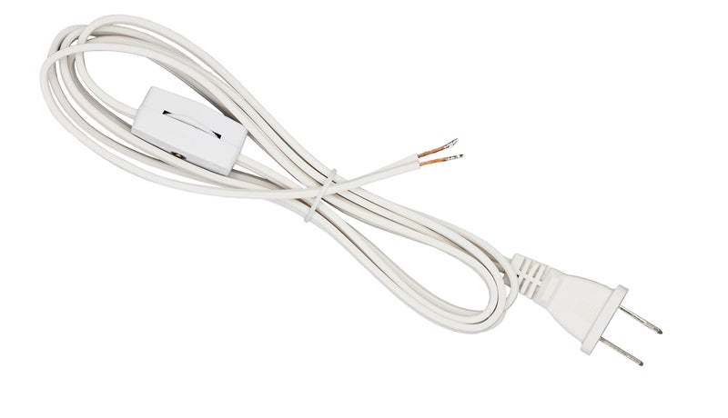 Creative HobbiesÂ® Lamp Cord with Rotary Switch, Polarized Plug, Stripped Ends Ready for Wiring and Repairing Lamps - UL Listed Safe - 6 Foot White - Image 1